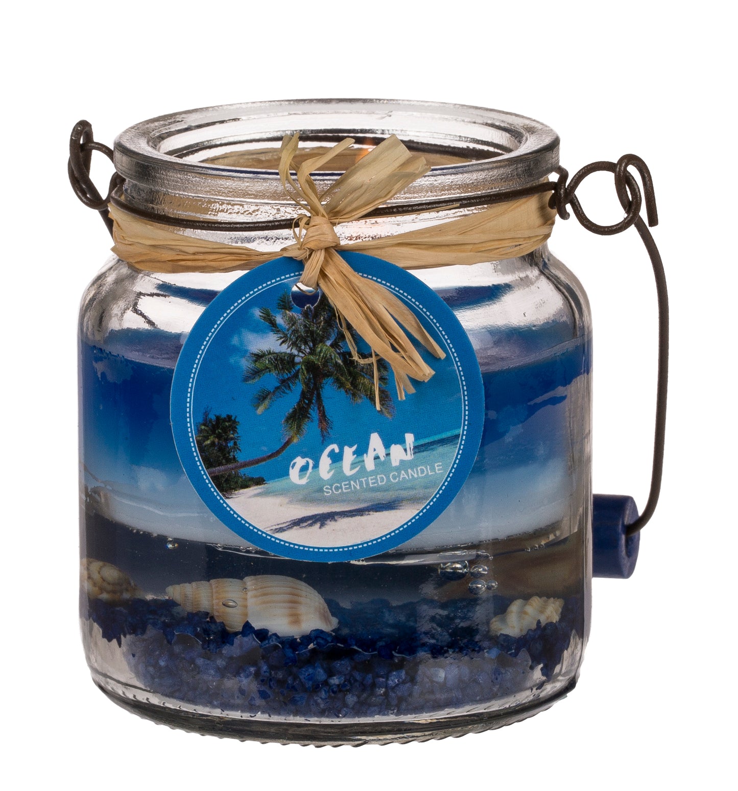 CANDELA IN BICCHIERE CON ASTA IN METALLO, MARITTIMO, CA. 6