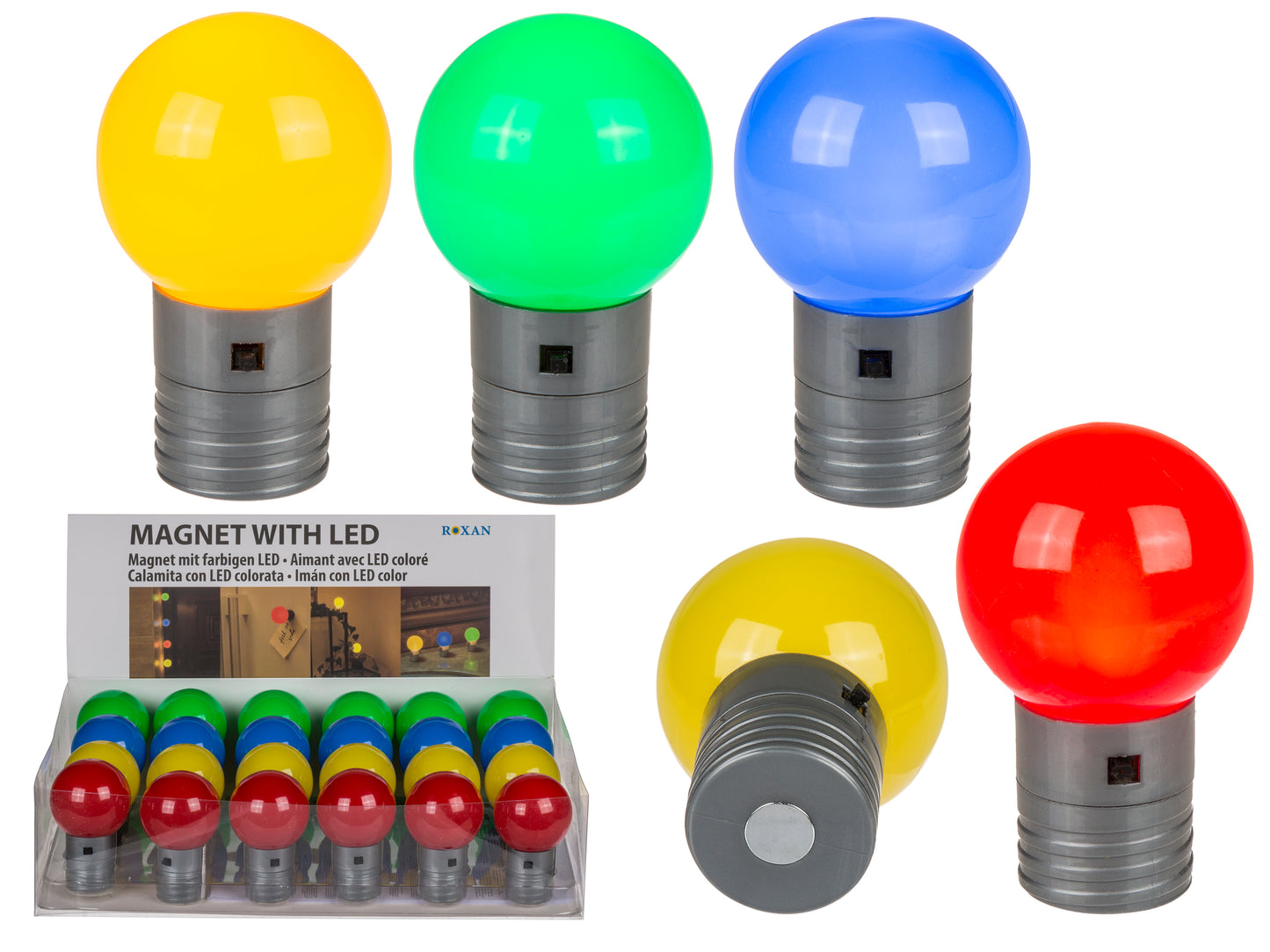 CALAMITA IN PLASTICA, PALLINA COLORATA, CON LED (PILE INCL.)