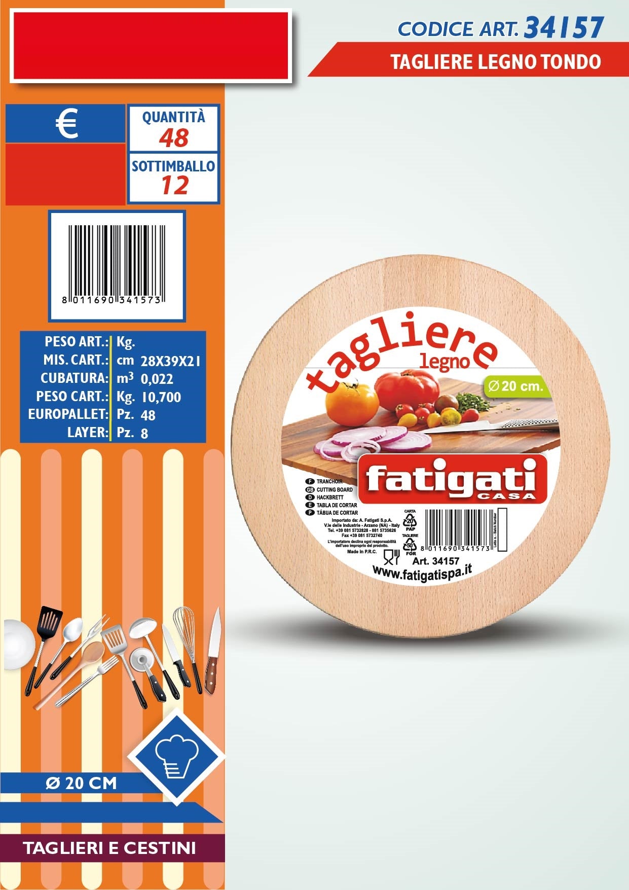 TAGLIERE LEGNO TONDO 20CM