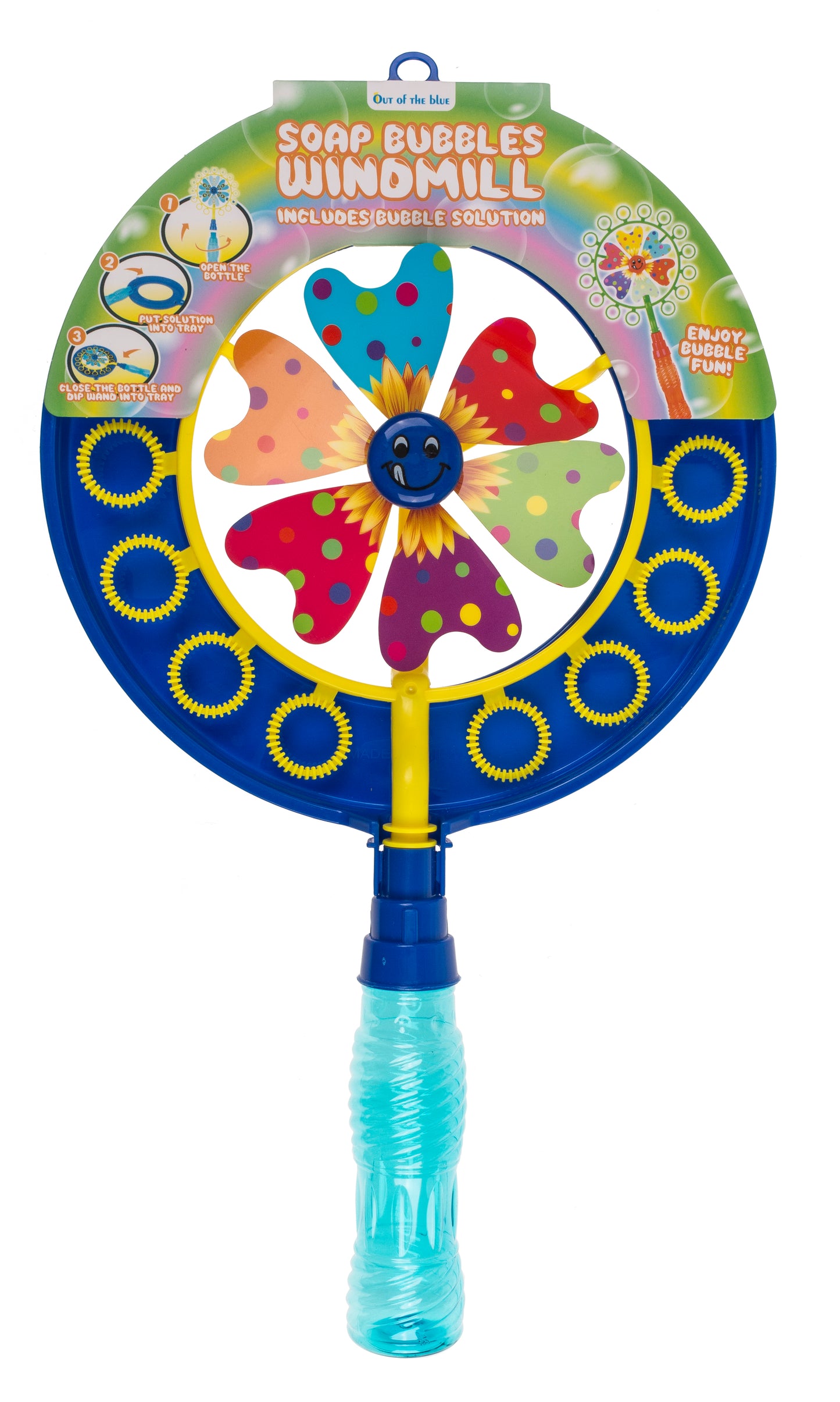 BOLLE DI SAPONE CON MULINO A VENTO, CIRCA 40 CM 2 COLORI ASS