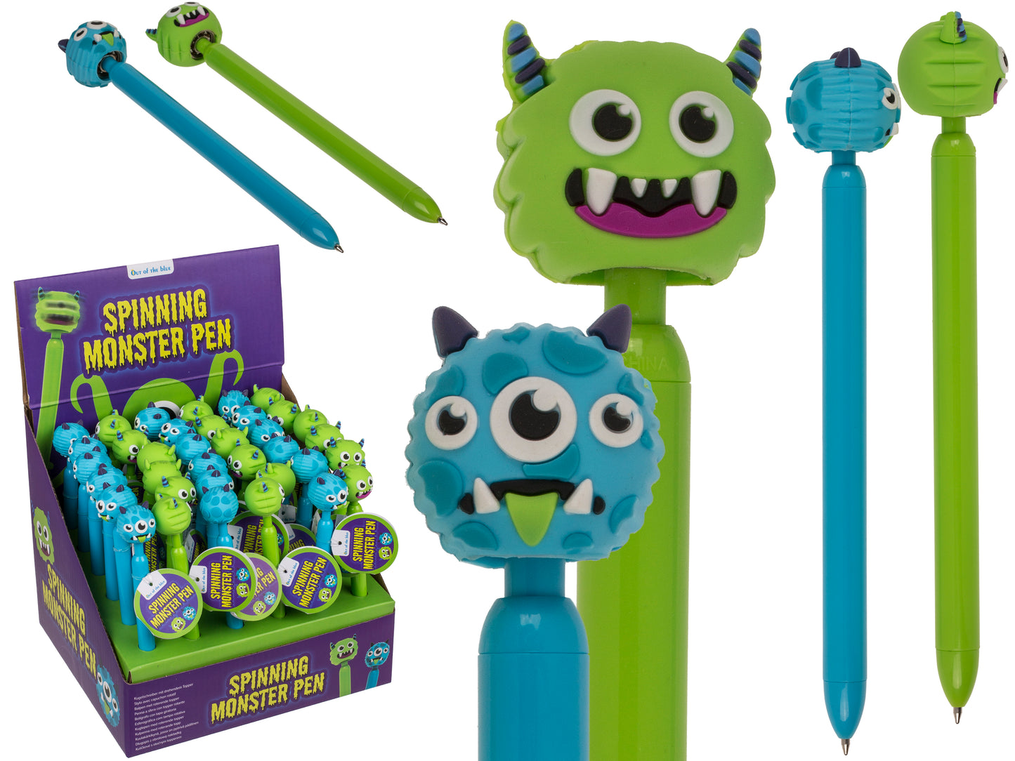 PENNA A SFERA, MONSTER, CON TOPPER ROTANTE, CA. 16,4 CM, 2 A