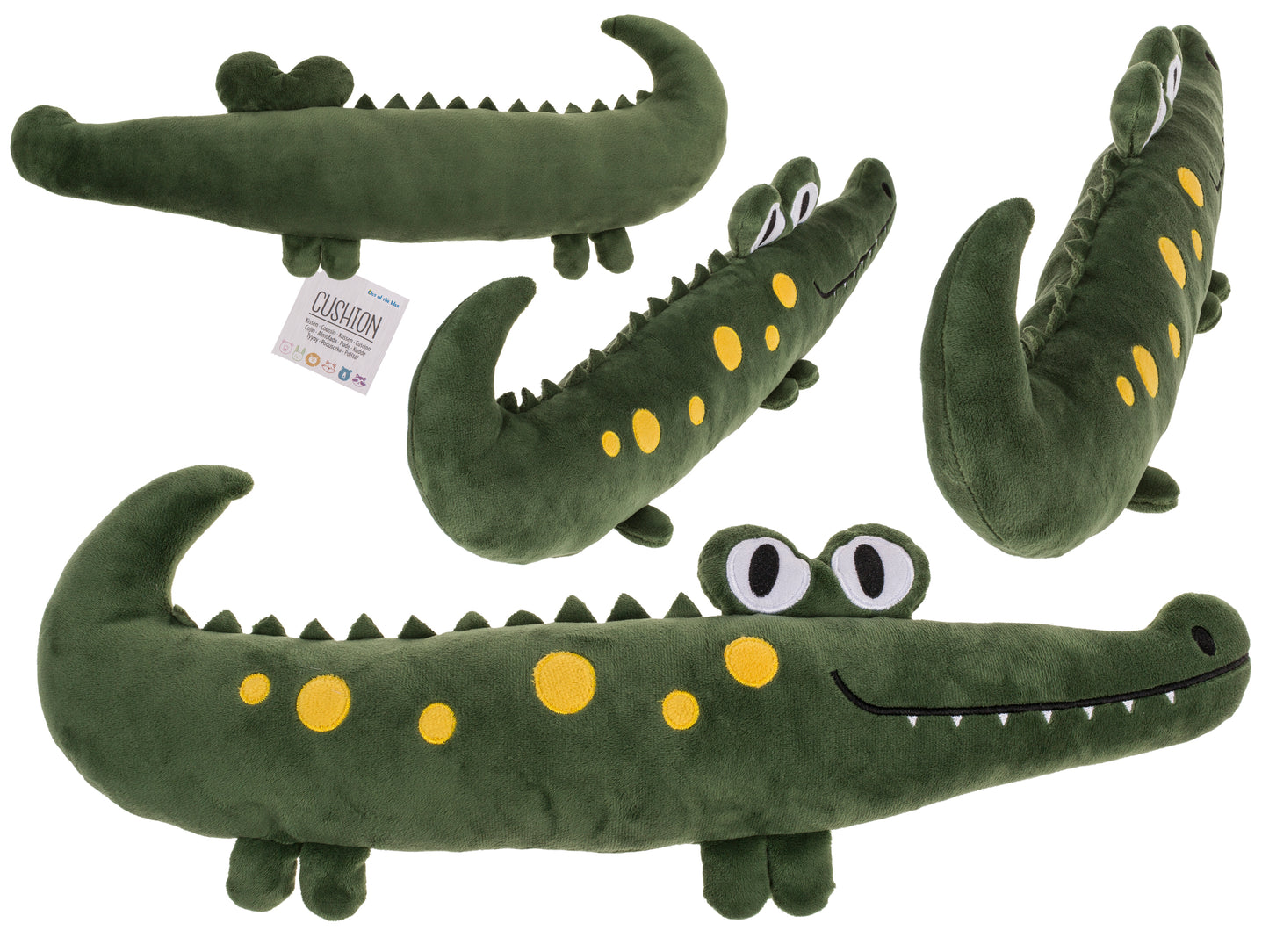 CUSCINO IN PELUCHE, COCCODRILLO, 18 X 55 CM, 100 POLIESTERE