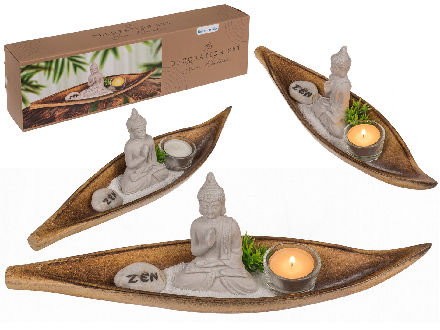 CIOTOLA IN LEGNO NATURALE, 37 5 X 9,5 X 12 CM, CON BUDDHA, P
