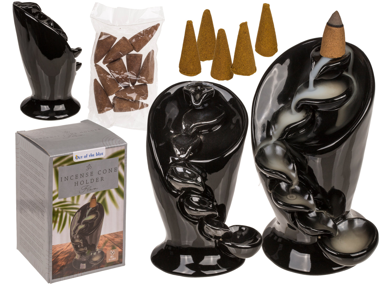 PORTA CONI D''''INCENSO REFLUX, FLOW 13 X 7,5 CM, CON 10 CONI