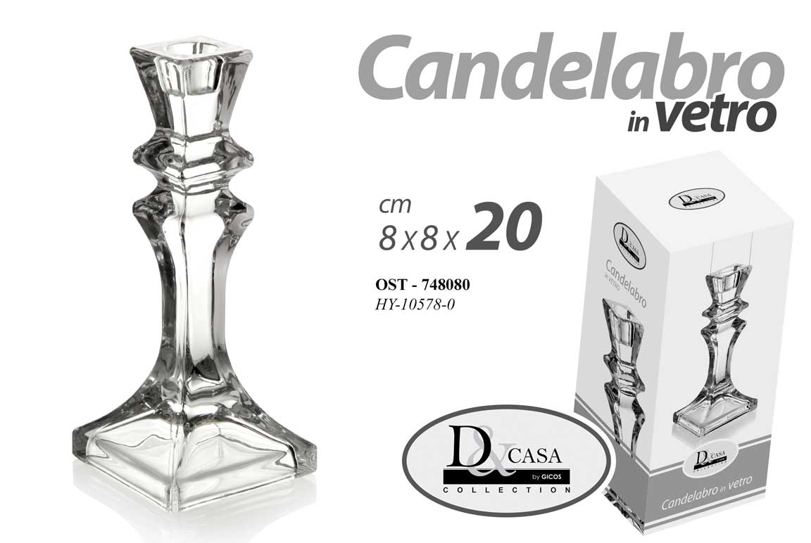 OST/CANDELABRO CLEAR 8*8*20CM HY-10578-0