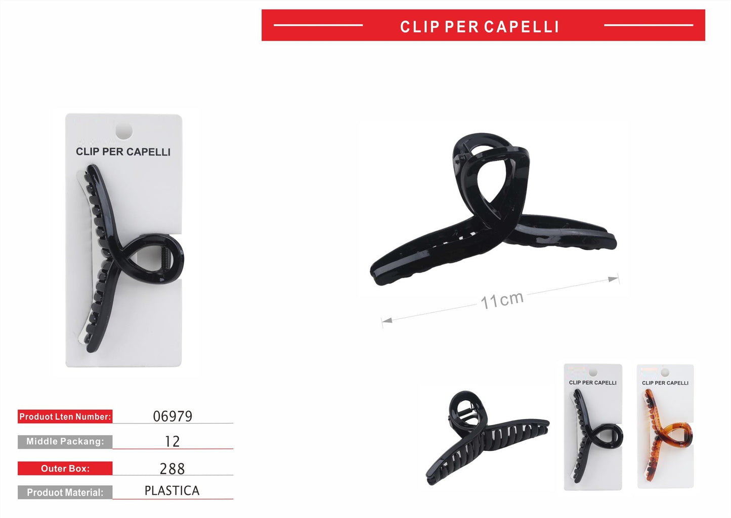 CLIP PER CAPELLI 11CM