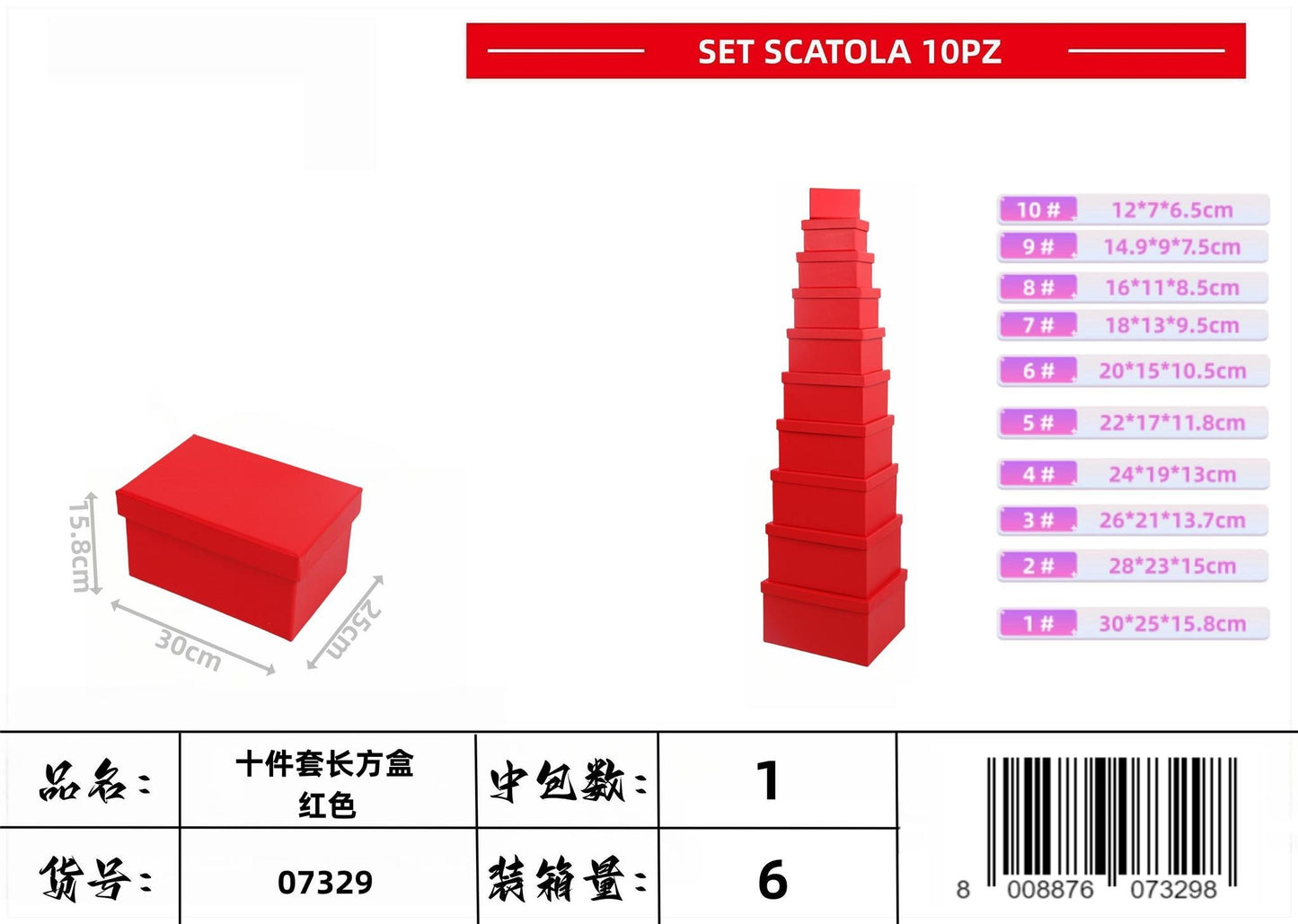 SET SCATOLA 10PZ ROSSO (NETTO)