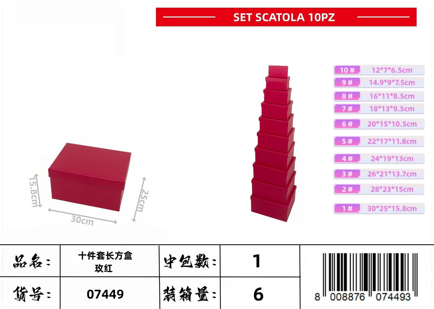 SET SCATOLA 10PZ FUCSIA (NETTO)