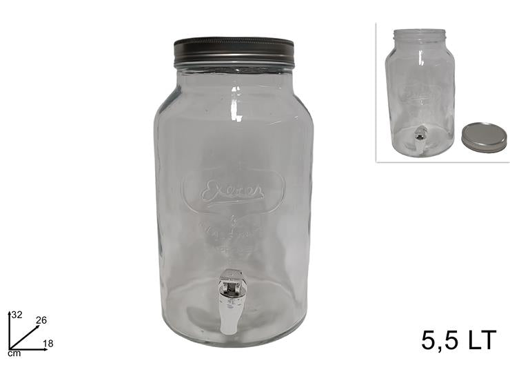 BARATTOLO VETRO C/RUBINETTO 5.5LT