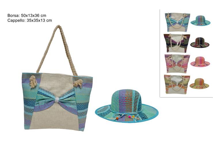 BORSA CAPPELLO MARE IN PAGLIA FANTASIA FASCE INTRECCIATE 4