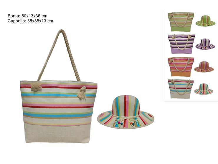 BORSA CAPPELLO MARE IN PAGLIA FANTASIA STRISCE 4COL 202321