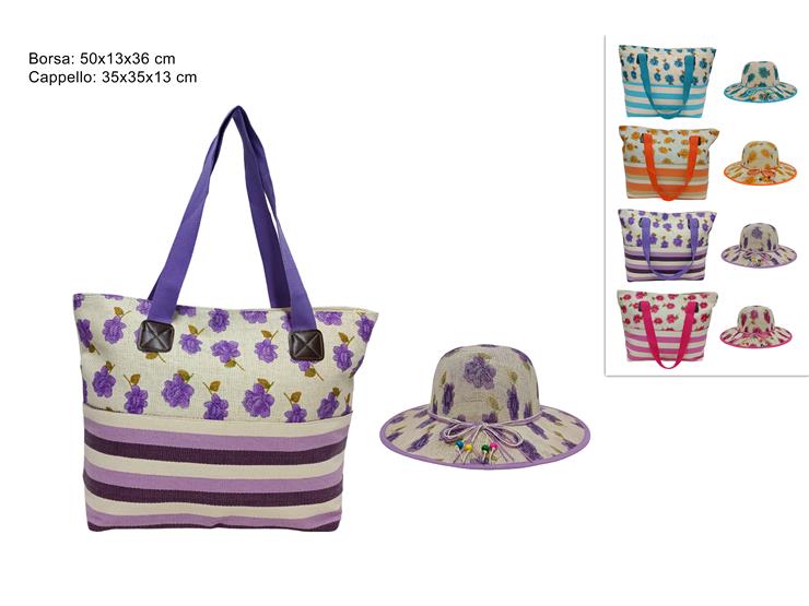 BORSA CAPPELLO MARE IN PAGLIA FANTASIA FIORI 4COL 2023212