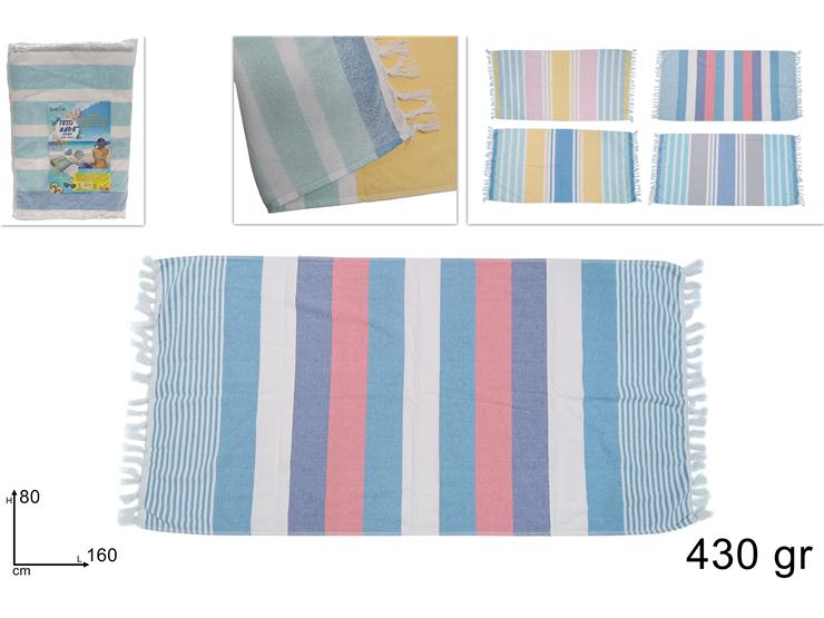 TELO MARE COTONE/SPUGNA 80X160CM 435 GR FANTASIA RIGHE 4COL