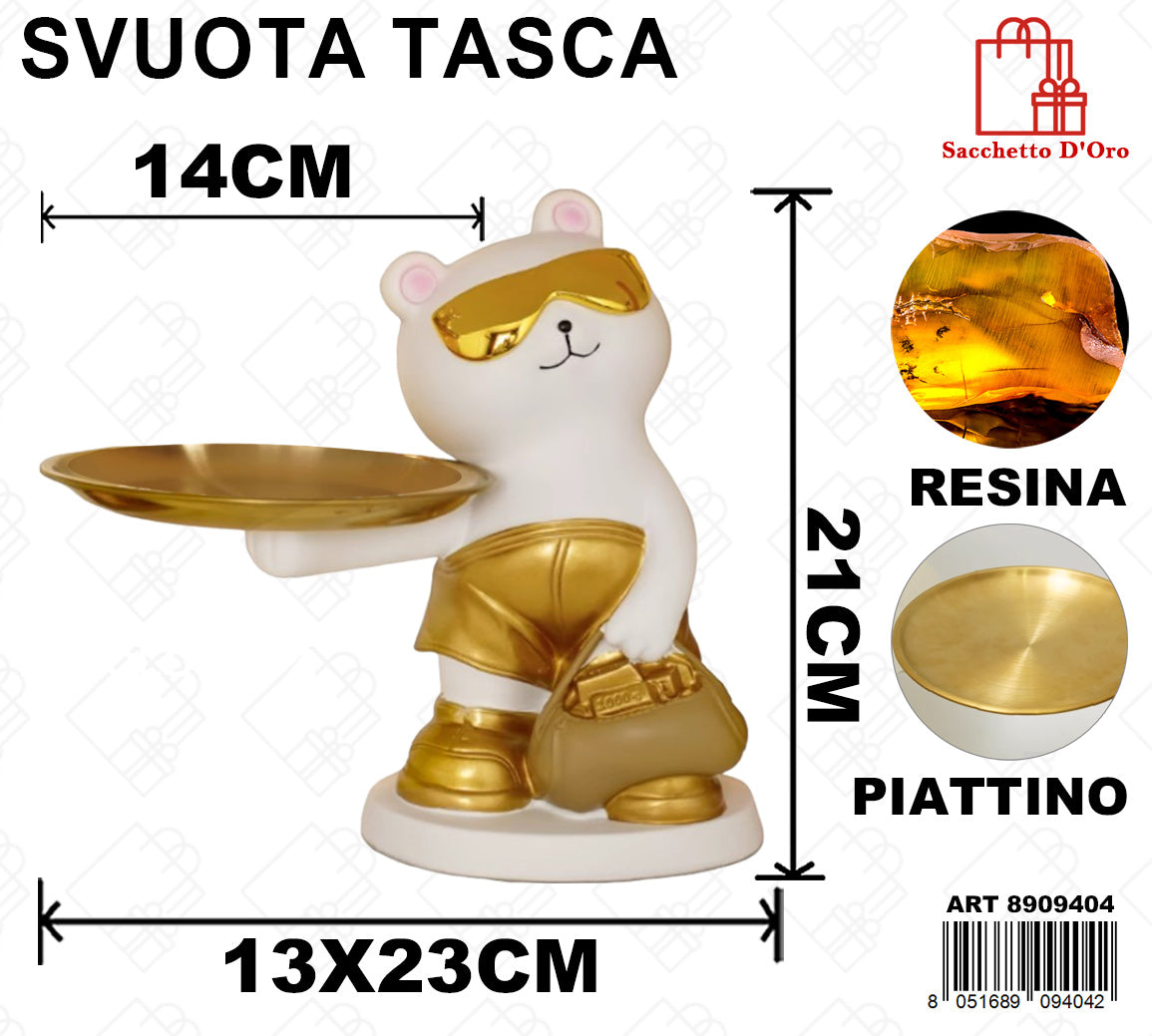 DECORAZIONE ORSO ORO 22x14x21CM