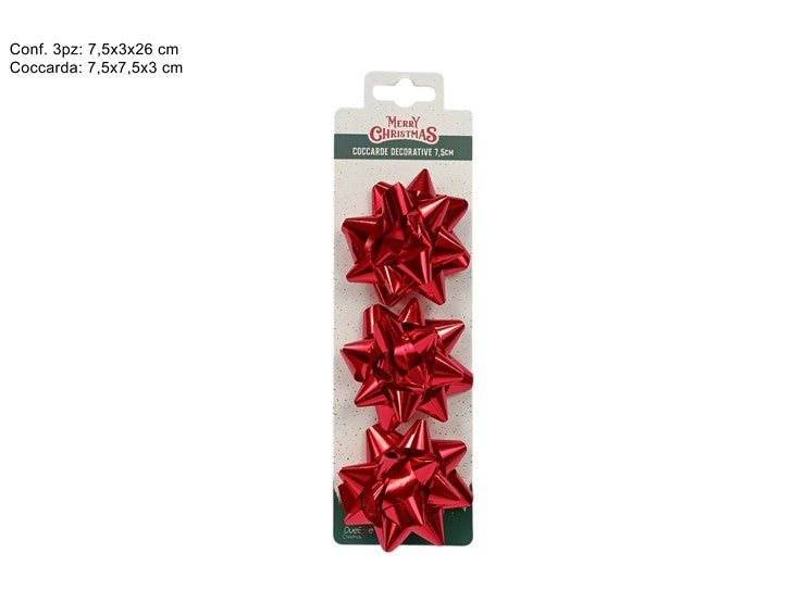 COCCARDE LUCIDE 7.5 CM SET 3 PZ ROSSO