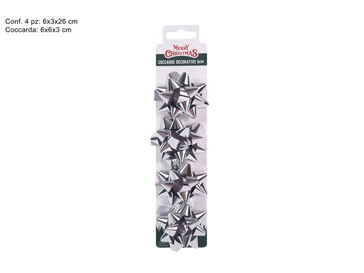 COCCARDE LUCIDE 6 CM SET 4 PZ SILVER