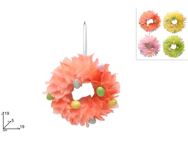 DIETROPORTA PIUME CON UOVA 19CM 4COL TA247547/538/501623C