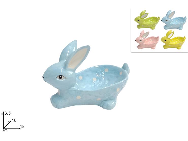 VASSOIO CONIGLIO CERAMICA 18 CM 4 COLORI33225-3