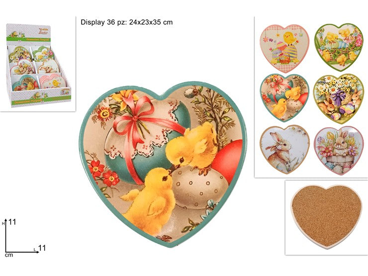 SOUVENIR CUORE BASE SUGHERO 11CM DECORI PASQUALI ASS RY24110