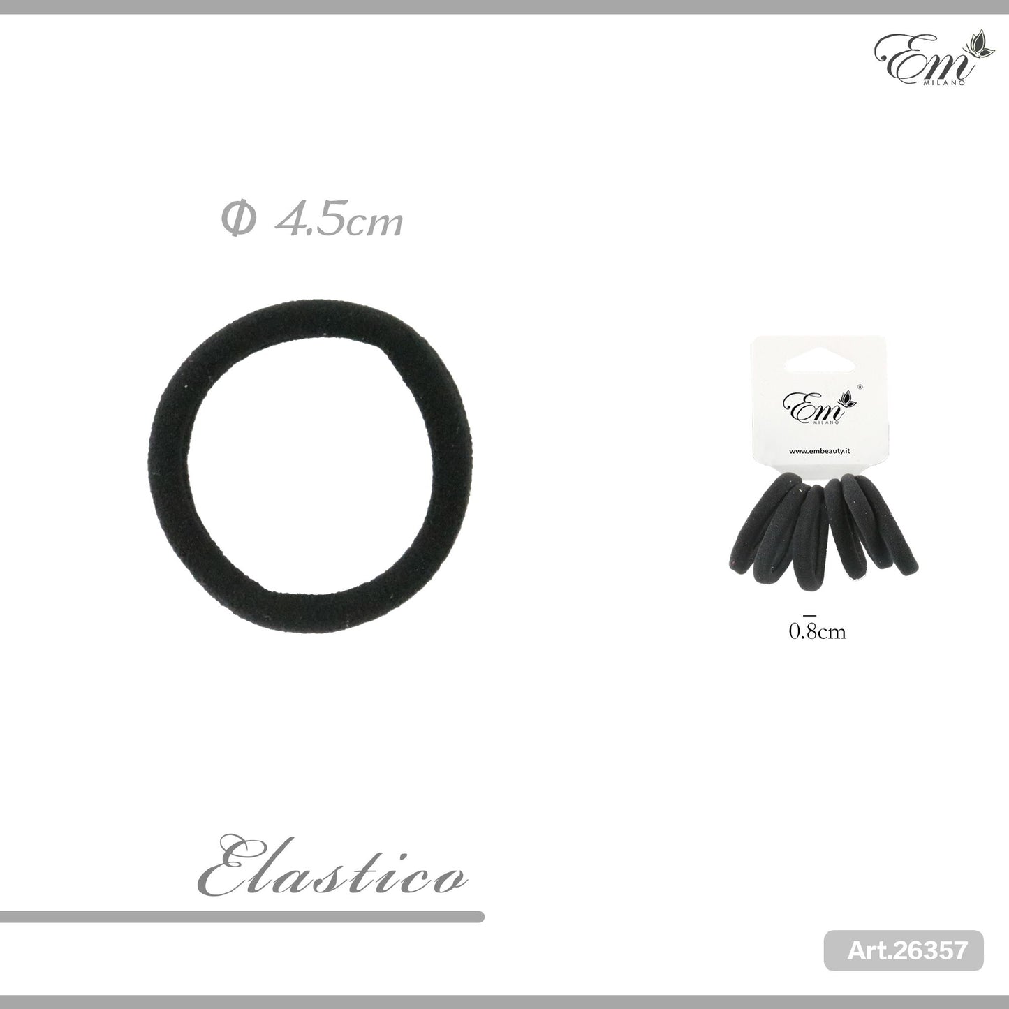 ELASTICO 6PZ 4,5CM NERO