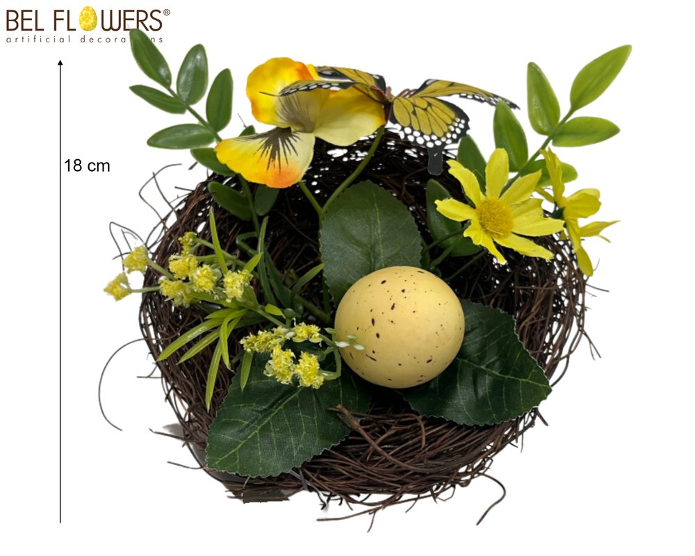 NIDO FIORITO D18CM C/UOVO-FARFALLA