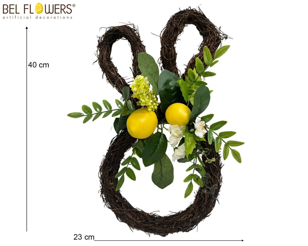 DIETROPORTA CONIGLIO RAMI FIORITO H40X23CM C/LIMONI