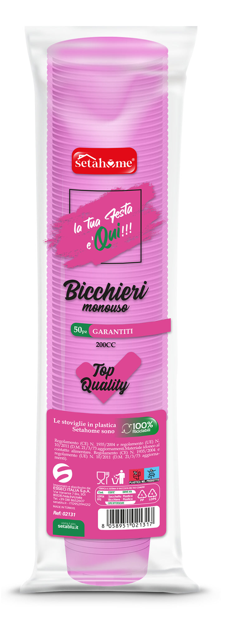 BICCHIERI MONOUSO FUCSIA 200CC CF 50PZ