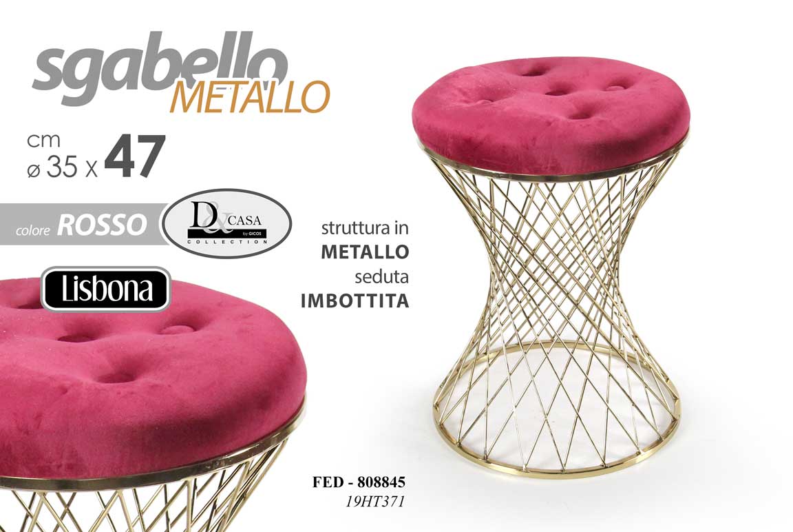 FED/SGABELLO ROSSO 35*35*47CM 19HT371