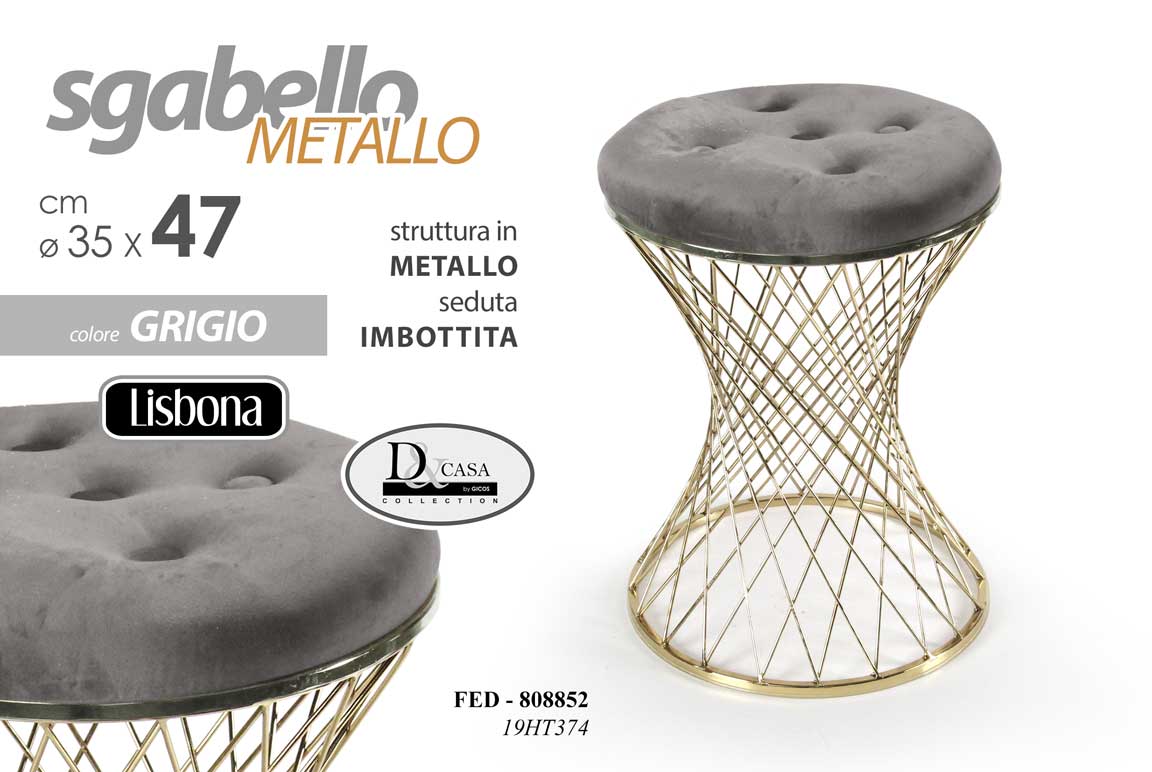 FED/SGABELLO GRIGIO 35*35*47CM 19HT374