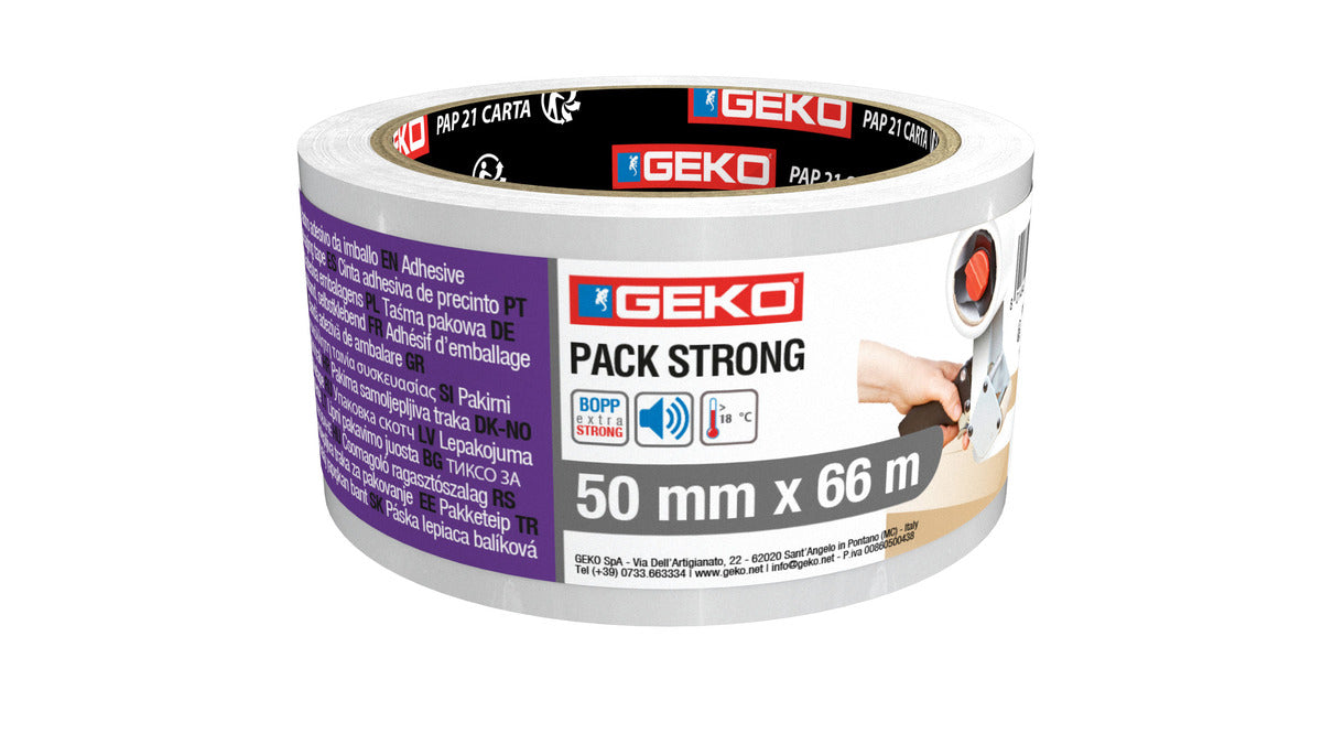 NASTRO IMBALLO PLP HM MM 50 X 66 Y TRASPARENTE CON ETICHETTA