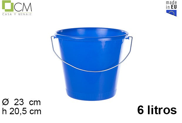 SECCHIO IN PP BLU CON MANICO IN FERRO 6 L.