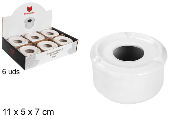 POSACENERE ROTONDO IN CERAMICA BIANCA