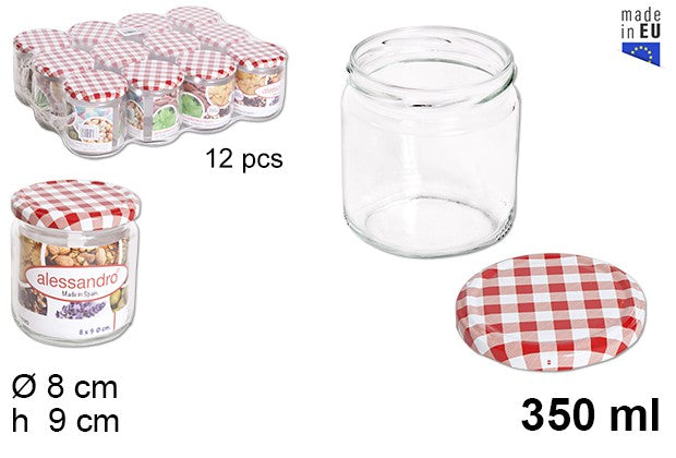 BARATTOLO TONDO IN VETRO CON COPERCHIO VICHY 350 ML