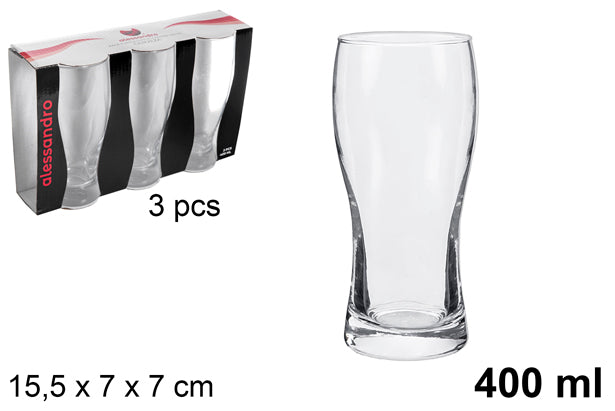 PACK 3 BICCHIERI DA BIRRA IN VETRO 400 ML