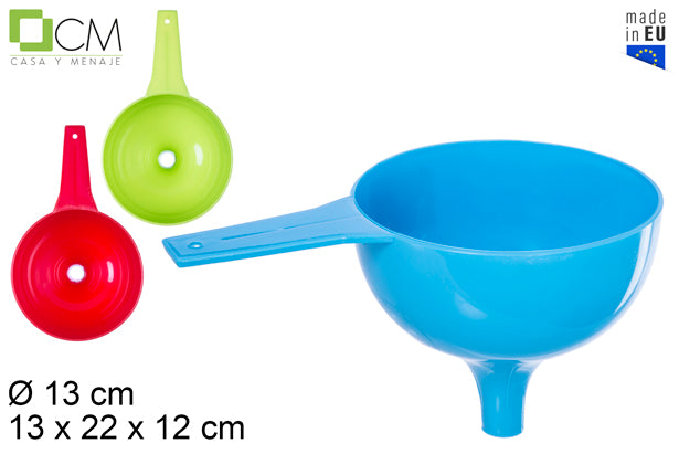 Imbuto in plastica con manico colori assortiti 13 cm