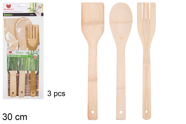 PACK DA 3 POSATE IN BAMBU 30 CM