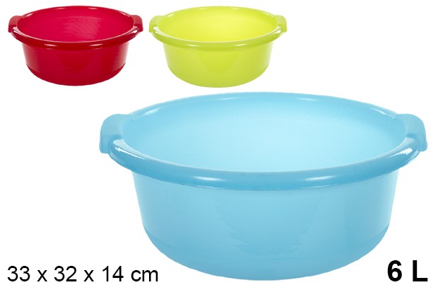 BACINELLA IN PLASTICA ROTONDA CON MANICO COLORI ASSORTITI 6