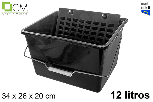 SECCHIO IN PLASTICA VERNICE NERA CON GRIGLIA 12L