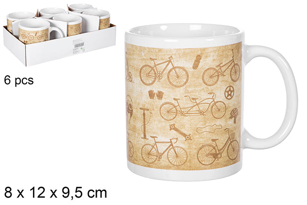 TAZZA DECORATA CON BICICLETTE