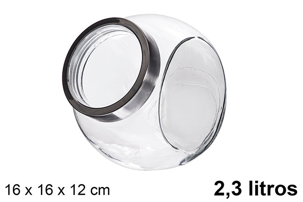 BARATTOLO DI VETRO CON COPERCHIO TRASPARENTE 2,3 L.