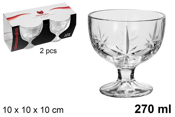 PACK 3 COPPE IN VETRO PER GELATO VICENZA 270 ML