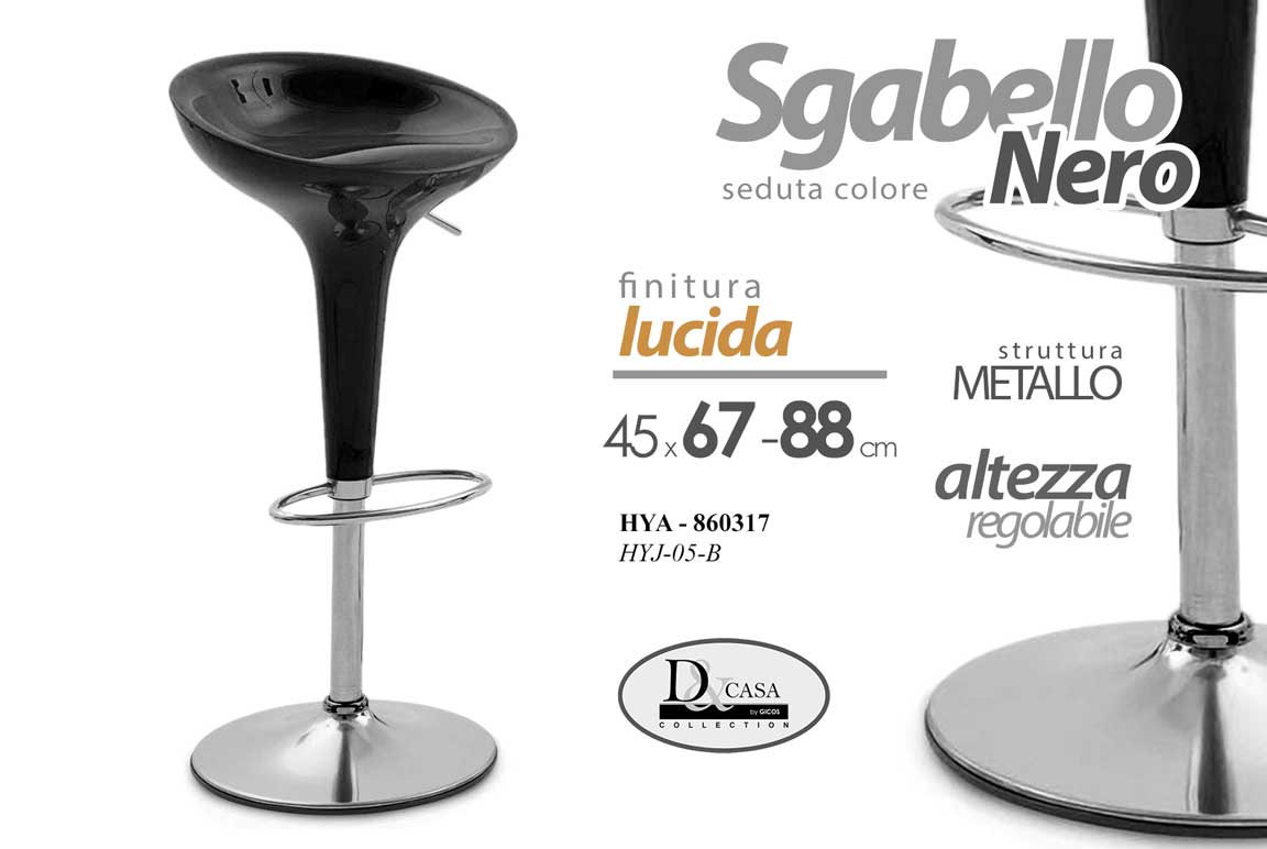 HYA/SGABELLO NERO 45*67-88CM HYJ-05-B
