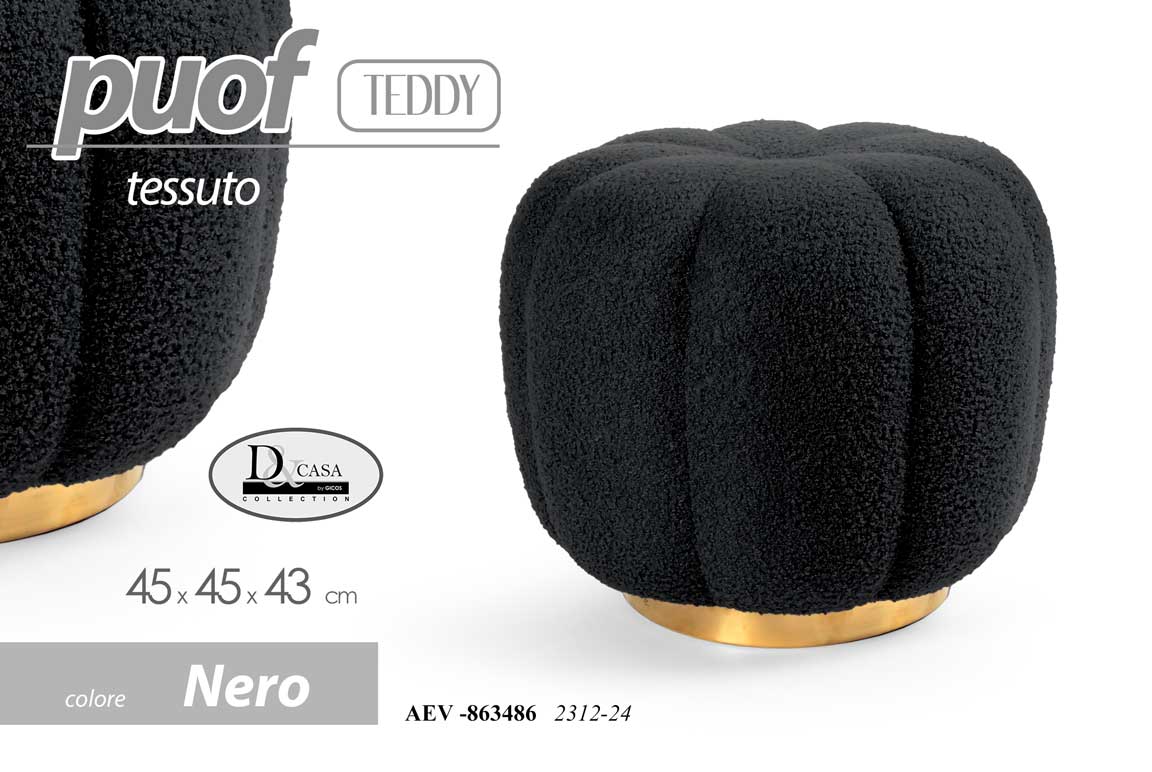 AEV/POUF TEDDY NERO 45*45*43 2312-24
