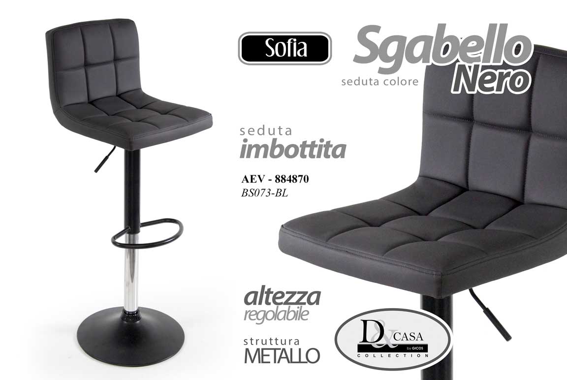 AEV/SGABELLO NERO 44*37*110CM BS073-BL