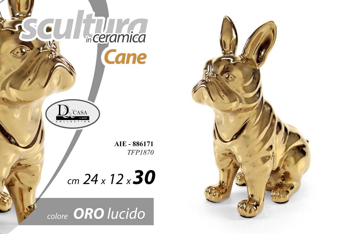 AIE/CANE DECOR C/ORO 24X12X30 TFP1870