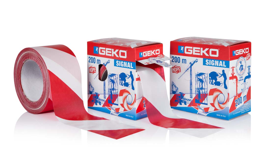 NASTRO SEGNALETICO HDPE BIANCO/ROSSO H MM 70 X 200 M IN BOX