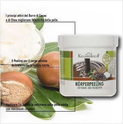 PEELING CORPO AL BURRO di CACAO e di SHEA 400 ml.