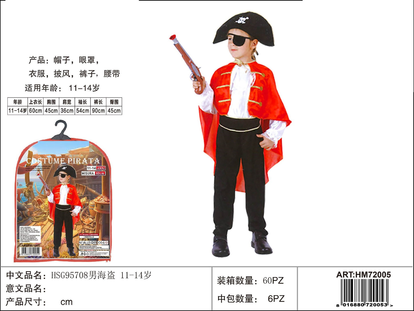 COSTUME PIRATA 11-14 ANNI