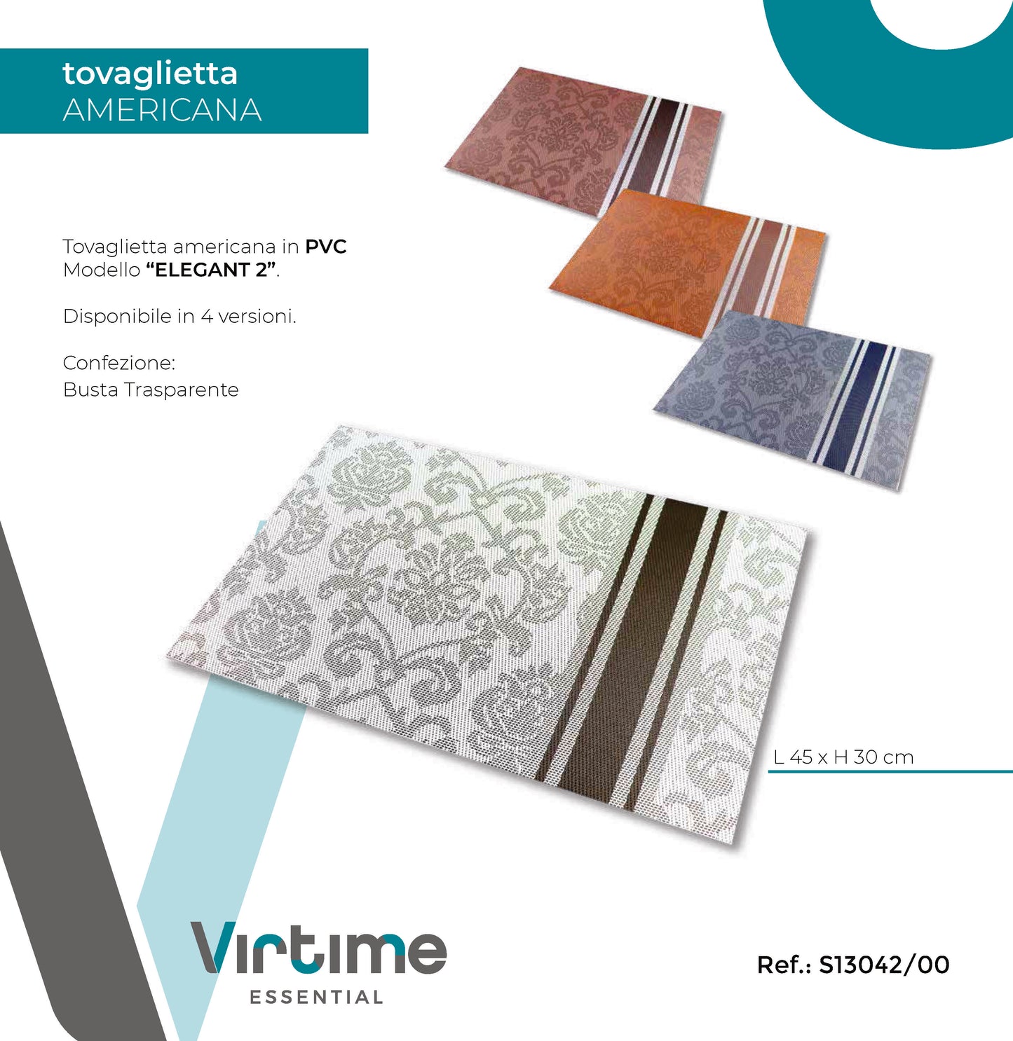 TOVAGLIETTA AMERICANA PVC 45X30CM ELEGANT 4 C.AS