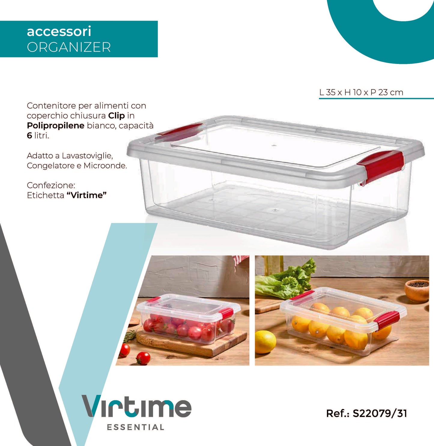 CONTENITORE PER ALIMENTI 6.00 LT CON CLIP